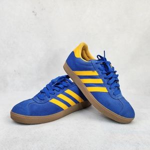 Adidas Mens Size 8.5 Blue Yellow Stripe Lace up Shoes